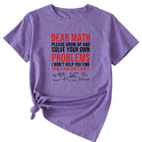 T-shirt à manches courtes et col rond imprimé lettre Dead Math, été décontracté