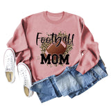 FOOTBALL MOM LETTERS Leopard Underlay Langarm Oversized Pullover Mädchen