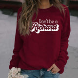 Ne soyez pas un pull à manches longues avec lettre de Richard, ample, automne et hiver
