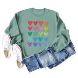 Pull ample à col rond imprimé Love pour femmes, grandes manches longues