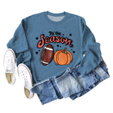 Tis' The Season – pull à manches longues et col rond pour femme, ample, avec lettres de citrouille, Halloween