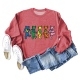 Women's Cute Bear Print Round Neck Loose Autumn and Winter Long-sleeved Sweater Women