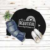 T-Shirt mit Rundhalsausschnitt und Buchstaben „It's A BEAUTIFUL“ Aufdruck