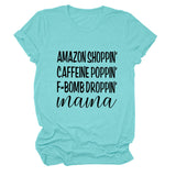 Amazon Shoppin Crewneck Letter Short Sleeve Casual T-shirt Woman T-Shirt