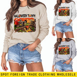 Halloween Town Letter Printed Damen Lockerer neuer Pullover Langarmshirt