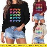 Pull ample à col rond imprimé Love pour femmes, grandes manches longues
