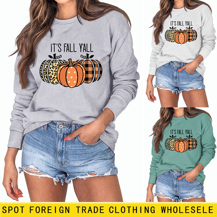 C'est l'automne Y'All ample col rond manches longues femmes en automne