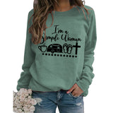 Round Neck Tops Long Sleeve Im A Simple Print Loose Sweatshirt