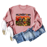 Halloween Town Letter Printed Damen Lockerer neuer Pullover Langarmshirt