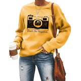 Lockerer Pullover mit Rundhalsausschnitt und langen Ärmeln und „Don’t Be Negative“-Aufdruck