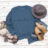 Teacher Letter Loose Bottom Casual Long-sleeved Plus-size Sweatshirt
