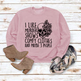 J'aime les spectacles de meurtre col rond hauts sweat-shirt ample imprimé