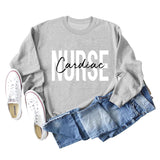 Cardiac Nurse Lettering Loose Crewneck Underneath Long-sleeved Sweatshirt