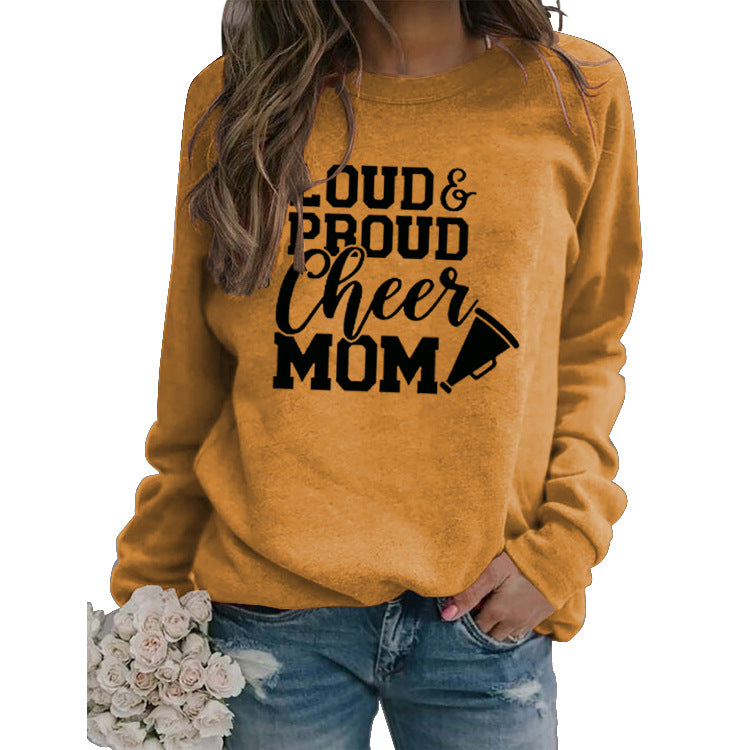 Sweat-shirt à manches longues avec lettres imprimées Loud Proud Cheer Mom