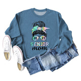 2023 SENIOR MOM Bowknot Letter Loose bottomed Long Sleeve Oversize Sweater