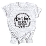 T-shirt ample à manches courtes et col rond pour filles, ratio de voyage, lettre