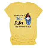 I'M NEXT TO THE Round Neck Fashion Letter Plus Size Womens T-shirt Loose Short Sleeve