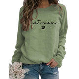 Cat Mom Dog Print Round Neck Loose Letters Fashion Women's Long-sleeved Sweatshirt