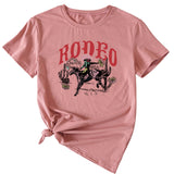 Freizeithemd mit Rodeo-Fun-Muster und Rundhalsausschnitt, kurzärmelig