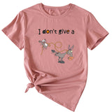 T-shirt manches courtes col rond femme, décontracté, imprimé graphique ludique, I Don't Give A