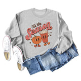 Tis The Reason Letter Rundhals-Pullover für Damen, lockerer, langärmeliger Übergröße