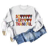 SO VERY THANKFUL Pullover mit Herz-Buchstaben, Rundhalsausschnitt, langen Ärmeln, große Größe
