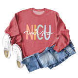 Pull à manches longues et col rond pour femme, vêtement d'infirmière, à la mode, avec lettres d'infirmière NICU