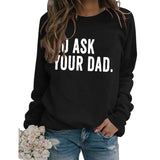 Rundhals-Oberteile mit Buchstaben, langärmelig, GO ASK-Aufdruck, lockeres Sweatshirt