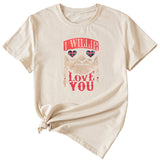 Chemise décontractée à manches courtes et col rond pour femme, impression graphique amusante