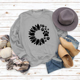 Women's Tops Sunflower Dog Print Casual Long-sleeved Sweatshirt