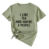 Lettre J'aime le thé Peut-être 3 personnes T-shirt à manches courtes et col rond