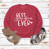 Best Grandma Ever Letters Simple Fashion Round Neck Loose Long-sleeved Sweater for Women