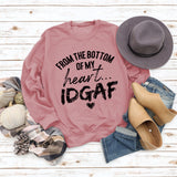 Von unten Buchstaben Rundhals Damen Tops Langärmeliges Bedrucktes Loses Sweatshirt