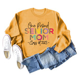 One Proud Senior Mom Leopardenmuster Buchstaben Rundhals Weit Langarm Große Größe Pullover Damen