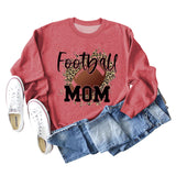 FOOTBALL MOM LETTERS Leopard Underlay Langarm Oversized Pullover Mädchen