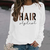 HAIR Stylist Letter Print Langarm Herbst und Winter Bottoming T-Shirt Rundhals Pullover Shirt