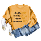 Live Like John Love Damen-Pullover mit Buchstaben, Rundhalsausschnitt, lockeres Langarmshirt, großer Pullover