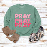 Rundhals-Oberteile Langarm-Sweatshirt mit PRAY Onit PRAY Oues It-Aufdruck