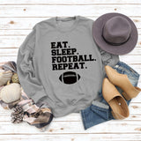 EAT SLEEP FOOTBALL REPEAT Damen Herbst und Winter Rundhals Langarm Pullover