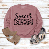 Pull simple à col rond et manches longues, pull ample imprimé maman de football
