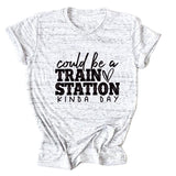 Summer Court Be a Train T-shirt à manches courtes et col rond pour femme