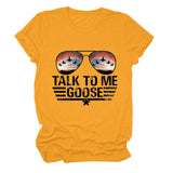 TALK TO ME GOOSE T-shirt imprimé lettre d'été avec col rond et manches courtes