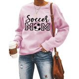 Pull simple à col rond et manches longues, pull ample imprimé maman de football