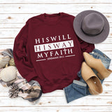 HISWILL Letters Round Neck Women Long-sleeved Loose Printed Sweatshirt