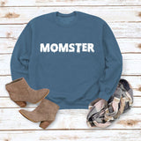 MOMSTER imprimé ample col rond hauts manches longues col rond sweat-shirt