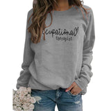 OCCUPATIONAL CREW NECK FASHION LETTERS OVERSIZE SWEATSHIRT LOOSE WOMEN'S LONG SLEEVES