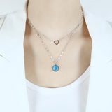 Mehrschichtige Love Titanstahl-Halskette für Damen, Vintage-Kette, Quaste, Hunderte von Kristall-Schlüsselbeinketten, Flut