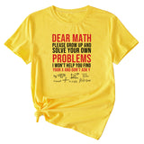 T-shirt à manches courtes et col rond imprimé lettre Dead Math, été décontracté