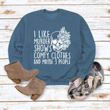 J'aime les spectacles de meurtre col rond hauts sweat-shirt ample imprimé