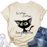 It's Fine I'm Fine T-shirt à manches courtes et col rond avec grandes lettres imprimées